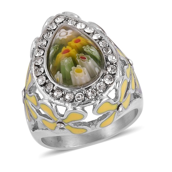 Jewelry - Murano Millefiori Glass, Sim White Diamond, ring
